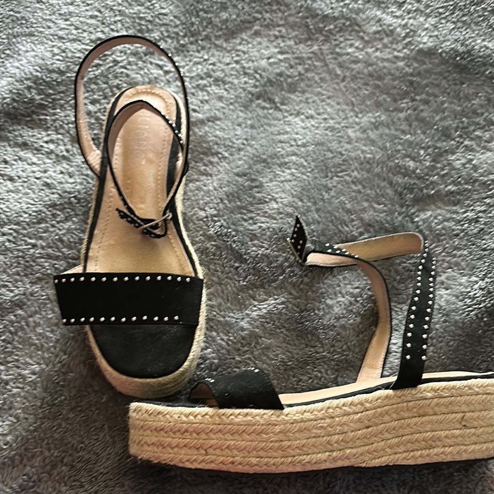 Liliana Black Espadrille Platform Shoes